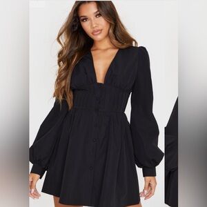 PrettyLittleThing Black Long Sleeve Mini Dress